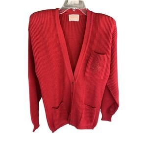 Women's M Pendleton Wool‎ Knit  Red Button Up Cardigan Sweater